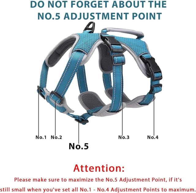 Detalle 2 de BELPRO Multi-Use Support Dog Harness (Escape Proof) with Reflective Straps, Adjustable Vest Handle – Blue, XL