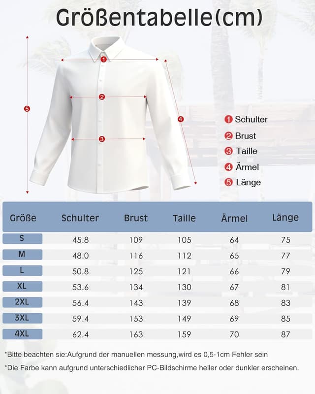 Detalle 2 de J.VER Hemd Herren Leinen-Baumwolle Henley Langarm