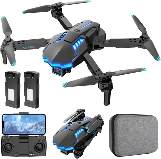 Detalle de kononioo Drone con Telecamera HD 1080P, motori brushless e funzione 3D per bambini e ragazzi (Grey)
