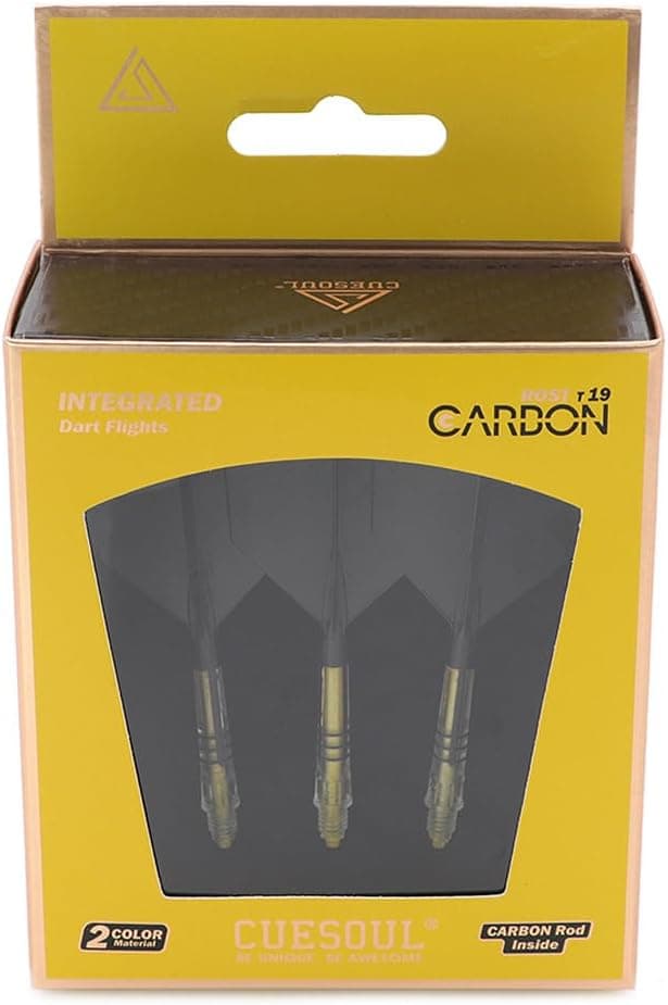 Detalle 2 de CUESOUL ROST T19 Carbon Integrated Dart Shaft (Size 3) & Big Wing Flights – Set of 3
