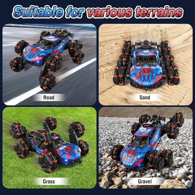 Detalle 2 de Sunrad 8WD Gesture Sensing RC Stunt Car (2.4GHz) with LED Lights, Music & Spray