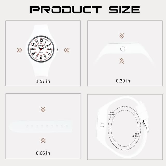 Detalle de PINDOWS Analoge Quarzarmbanduhr mit Silikonband für Damen – wasserfest, leuchtendes Zifferblatt