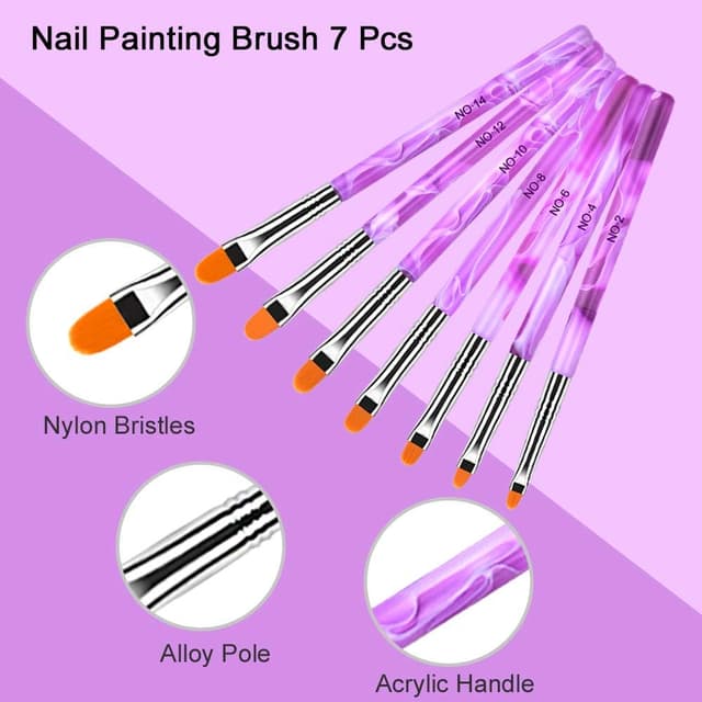 Detalle 2 de URAQT lot de 12 pinceaux nail art à double embout pour gel UV et acrylique