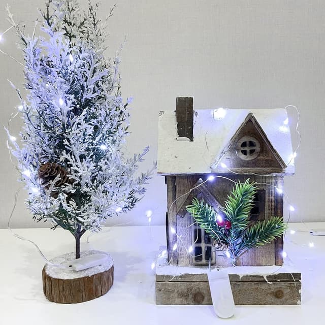 Detalle de LEECOCO Lichterkette mit Batterie (1 m, 20er-Pack) – kaltweiß, 10 LED je Kette