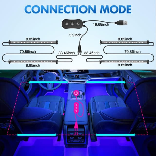 Detalle de Nilight 4PCS Car RGB LED strips