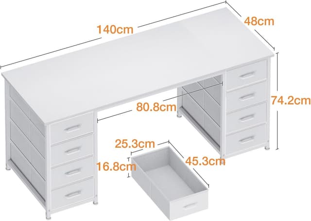 Detalle de Coleshome Scrivania 140x48cm 8 cassetti