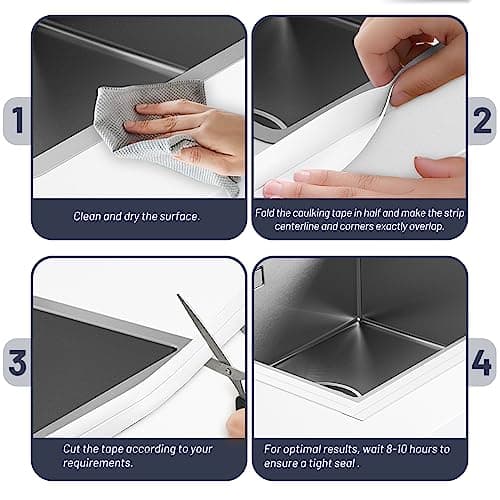 Detalle 2 de 3 rollos de cinta de sellado impermeable Mokani (blanca) autoadhesiva para baño y cocina, 3,8 cm x 3,2 m