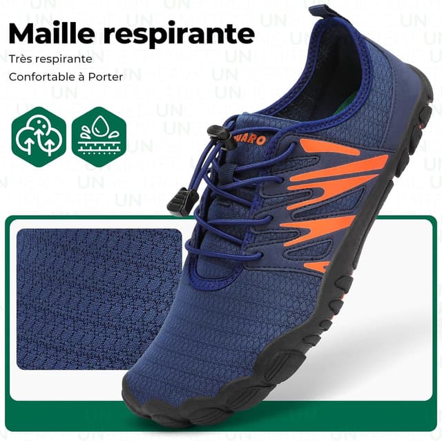 Detalle de SAGUARO Chaussures barefoot homme – chaussures d’eau à séchage rapide, respirantes et antidérapantes (GR.39-48)