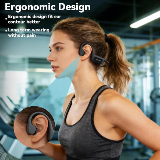 Detalle de sunvito Bone Conduction Swimming Headphones (Black) with IPX8 and built-in MP3 player