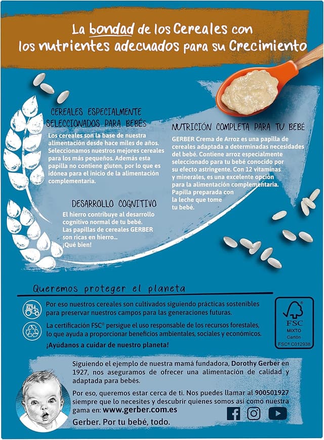 Thumbnail 3 de GERBER Crema de Arroz Sin Gluten para Bebés 🍚 9x250g