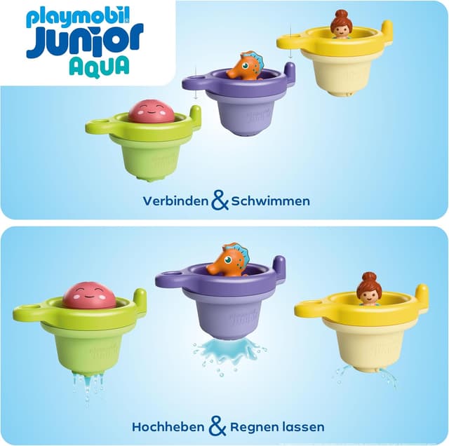 Detalle 2 de PLAYMOBIL JUNIOR Aqua 71776 Schwimmbecher-Set mit Wasserspaß ab 1 Jahr