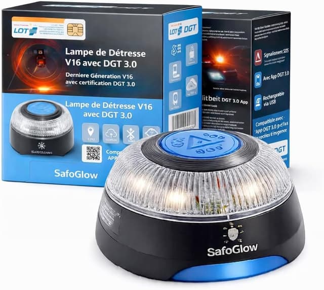 Detalle de Safeglow V16 DGT lumière d'avertissement obligatoire 2026 🚨