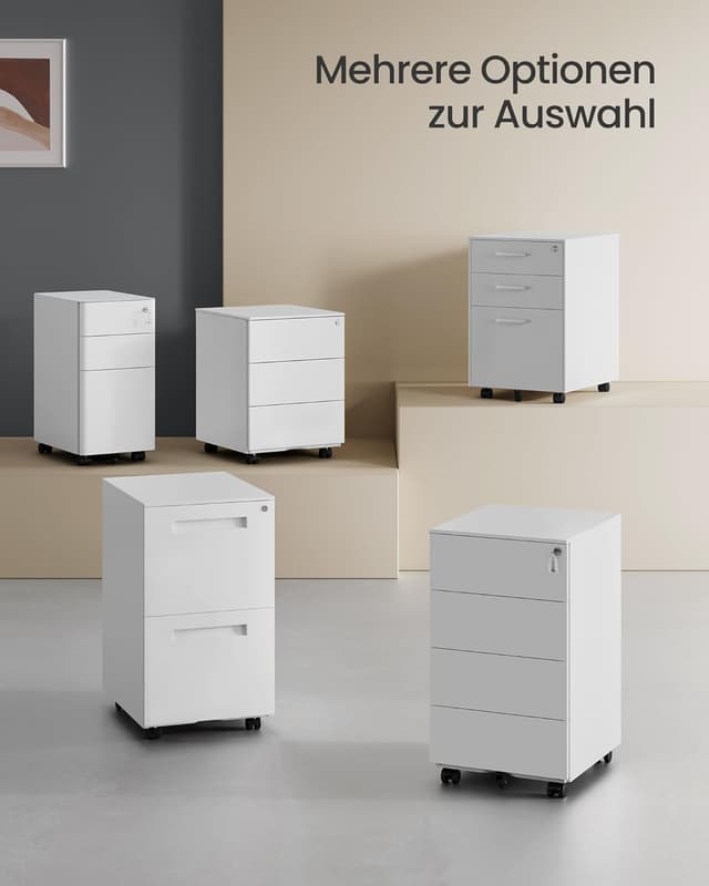 Detalle 2 de Rollcontainer SONGMICS OFC064W14 mit 4 Schubladen