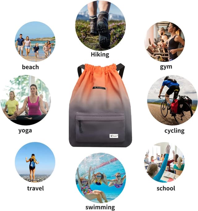 Thumbnail 6 de Risefit Waterproof Swimming Bags Drawstring Gym Bag Backpack for Adults – waterproof storage with pockets