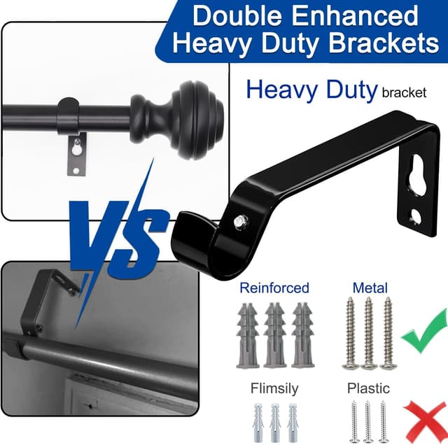 Thumbnail 3 de Curtain Rods for Windows 48-84 inch Adjustable Heavy Duty 3/4" 🪟