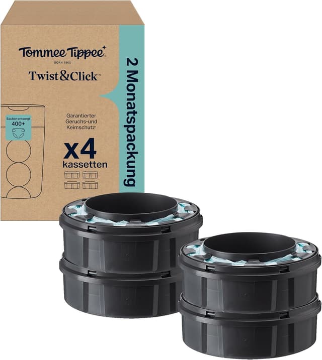 Detalle de Tommee Tippee Twist & Click Advanced Windeleimer Original-Nachfüllkassetten (Exklusivpackung mit 4, je 10,5 m)
