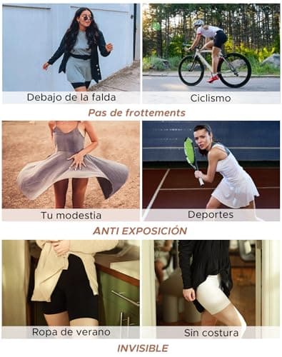 Detalle 2 de INNERSY pantalones cortos mujer antirozaduras bajo la falda (3 pack verano)