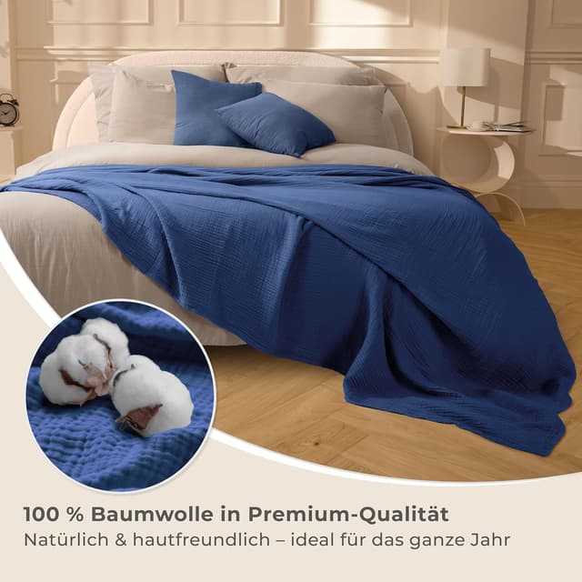 Thumbnail 3 de LAYNENBURG Premium Musselin Tagesdecke 150x200 cm