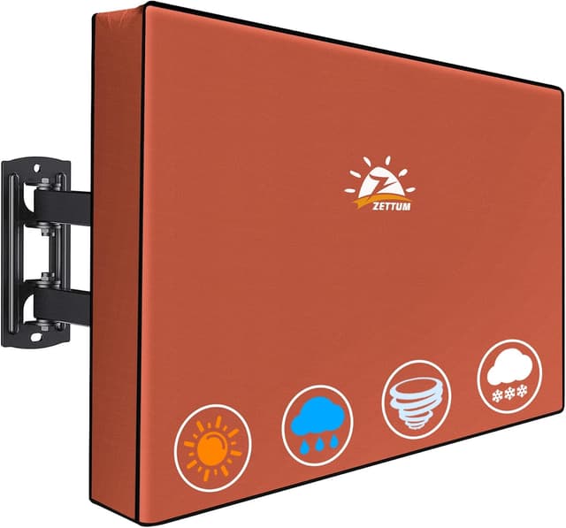 Detalle de Zettum TV Abdeckung für 60–65 Zoll Outdoor-Fernseher (600D Oxford, wasserdicht, braun)