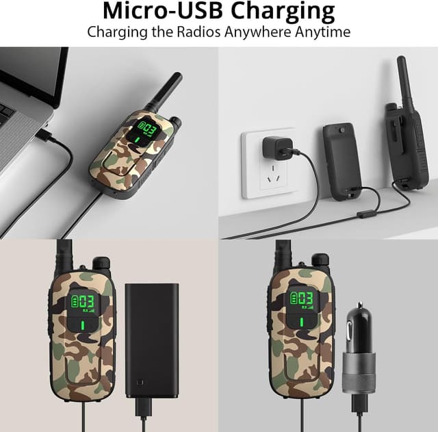 Detalle 2 de Radioddity PR-T3 Walkie Talkies 🚸 Divertidos y Recargables para Niños