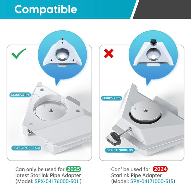 Detalle de XLTTYWL 2025 Starlink Mini-Stativadapter aus Aluminium mit 1/4-20 & 3/8-16 Gewinde