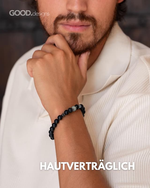 Thumbnail 2 de GD GOOD.designs Perlenarmband Herren 8mm Lavastein