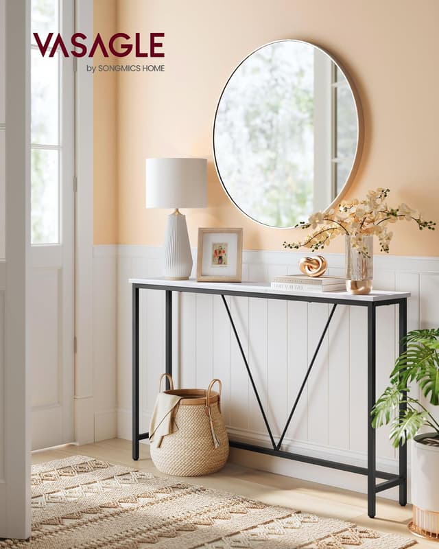 Thumbnail 1 de VASAGLE Mesa de Consola delgada, blanca y negra 🖤