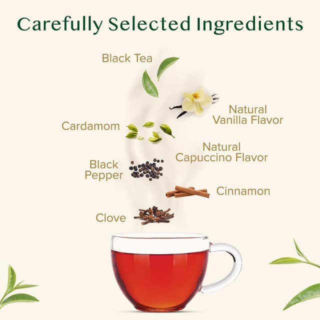 Detalle de VAHDAM Chai alla Vaniglia Speziato con tè nero e spezie | 100 filtri piramidali sottovuoto