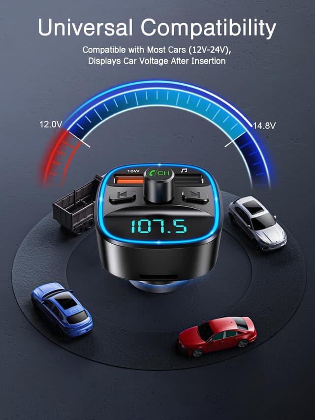 Thumbnail 6 de ORIA Bluetooth FM Transmitter fürs Auto (Bluetooth 5.3, Freisprechen, Mikrofon mit CVC, SD-/USB-Wiedergabe)