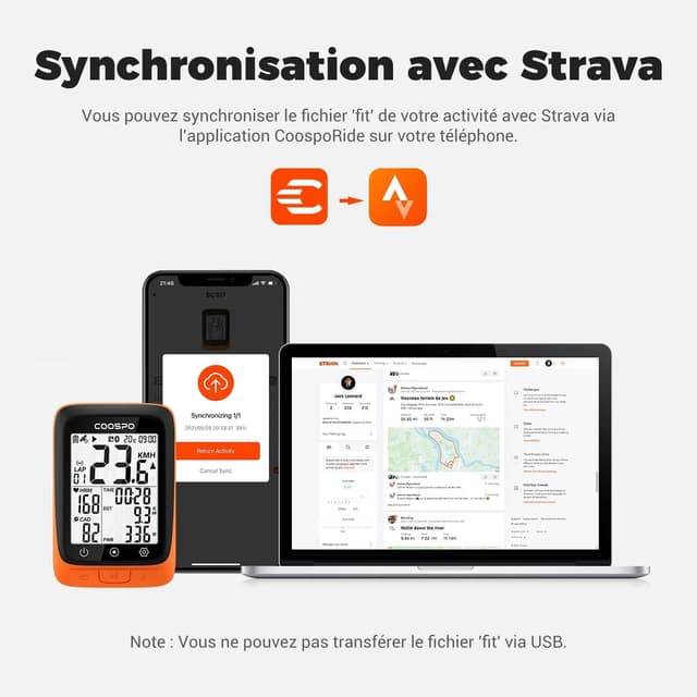 Thumbnail 4 de CooSpo BC107 Compteur Velo Bluetooth 5.0
