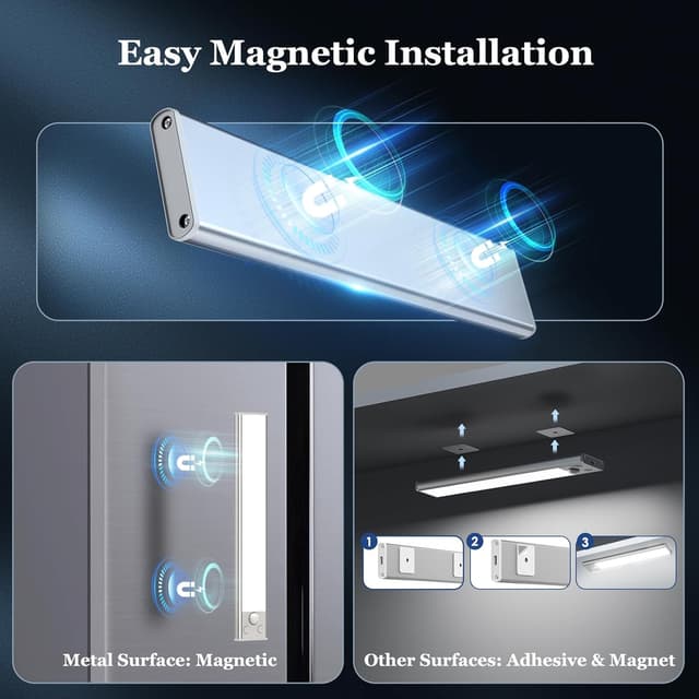 Thumbnail 6 de Demkia Schrankbeleuchtung Unterbauleuchte Küche mit Bewegungsmelder, LED Akku (2000 mAh), 3 Farbtemperaturen und USB