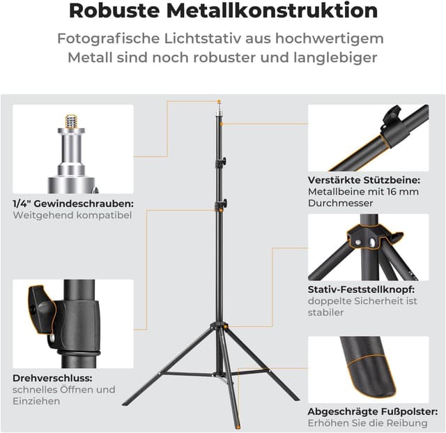 Detalle 2 de K&F CONCEPT Lichtstativ 230 cm Metall