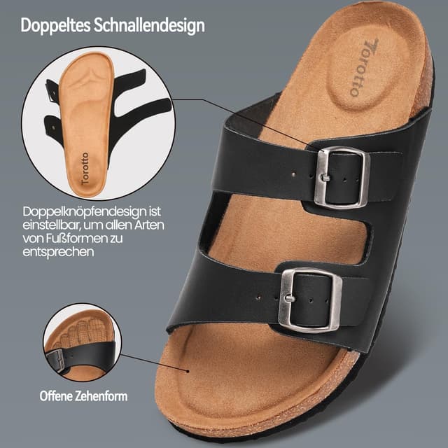 Detalle de Herren-Pantoletten & Sandalen Hausschuhe mit flacher Sohle – Bequeme Classic Latschen in EU 46