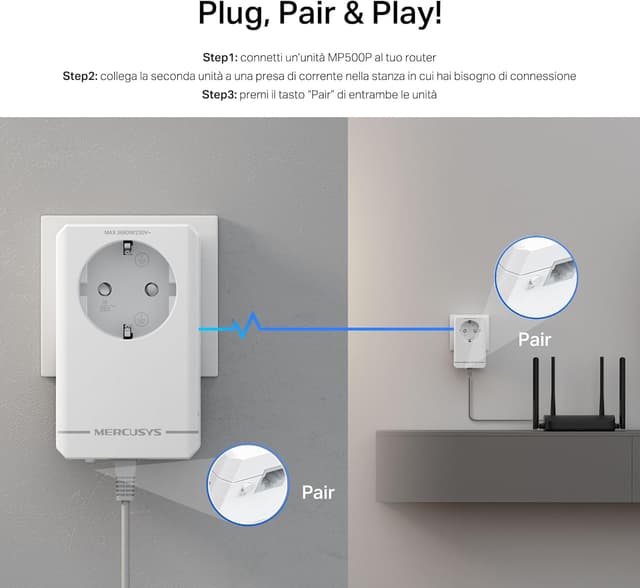 Thumbnail 3 de Mercusys TP-Link MP500P Kit Powerline 1000 Mbps