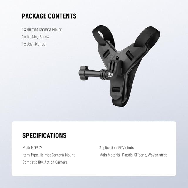 Thumbnail 6 de NEEWER GP-72 helmet chin camera mount strap