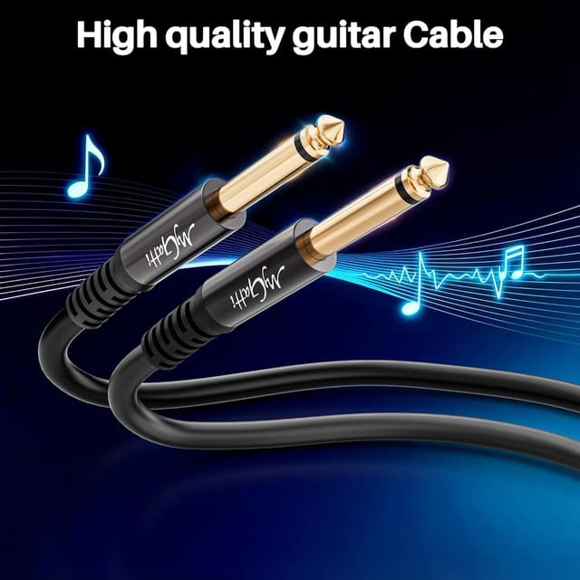 Detalle de Mygatti 6,35-mm Gitarrenkabel TS Mono, 2 m mit 5 Kabelbindern (gerade/gerade)