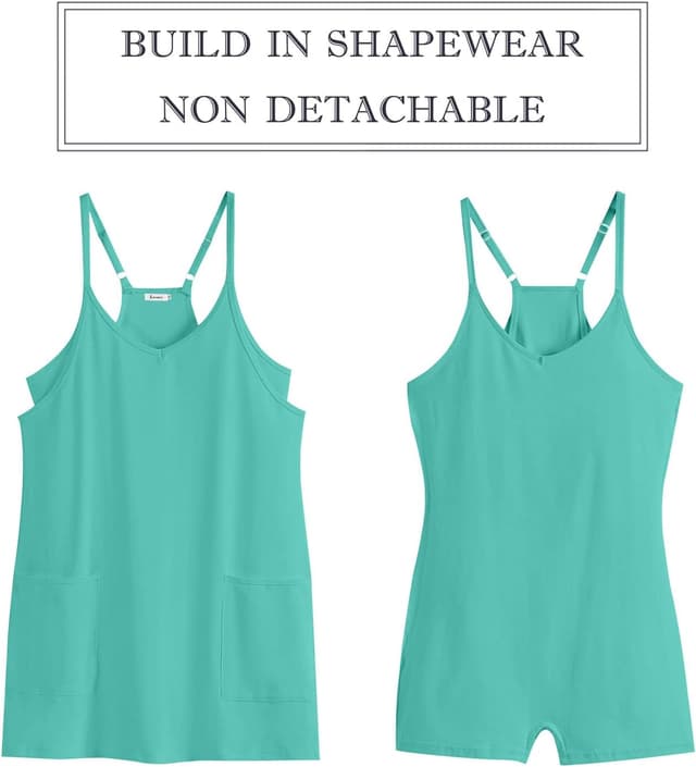 Detalle de ANRABESS Women’s Athletic Tennis Dress Romper (Built-in Shorts) — Summer V-Neck Mini