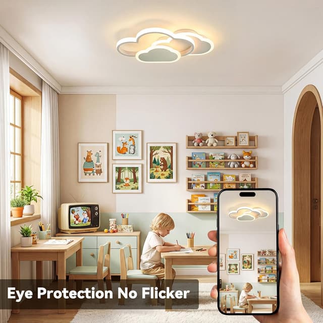 Detalle 2 de Plafonnier LED enfant MELAYR 21W avec température couleur réglable (3 modes) blanc