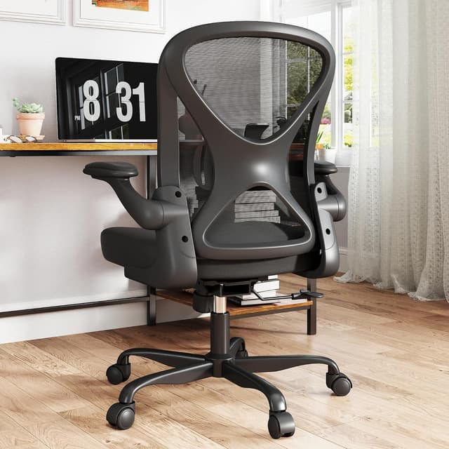 Imagen de ZZH Ergonomic Mesh Office Chair with Adjustable Lumbar Support & Flip-up Arms (Black) en OfertitasTOP