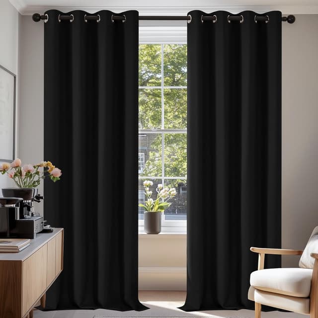 Detalle de Deconovo Black Curtains 52 x 84 inch blackout curtains 🪟