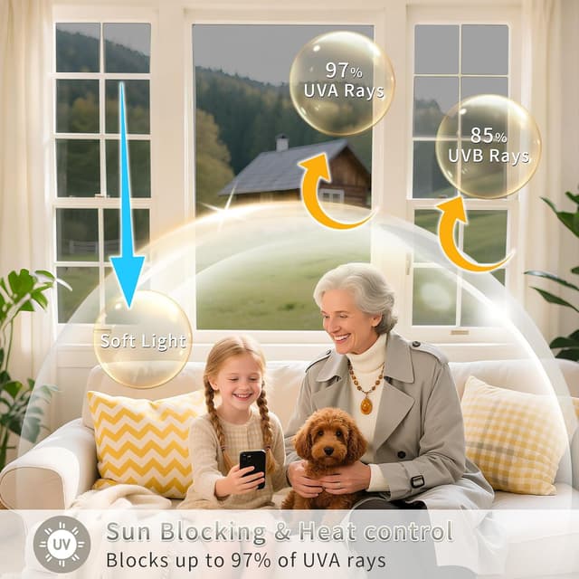 Detalle de FILMGOO One Way Privacy Window Film (Black Silver, 17.5 in x 94.48 in) for Daytime Privacy, Anti-UV, and Heat Control