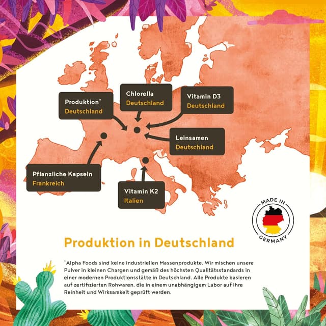Detalle 2 de Alpha Foods Vitamin D3 + K2 hochdosiert (4.000 IE) mit vitaMK-7 & pflanzlichem Omega-3 – 160 Kapseln