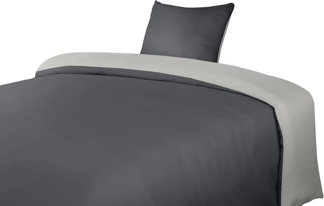 Detalle de Utopia Bedding Bettwäsche-Set (135x200) aus Mikrofaser-Polyester – Dunkelgrau/Hellgrau mit Reißverschluss