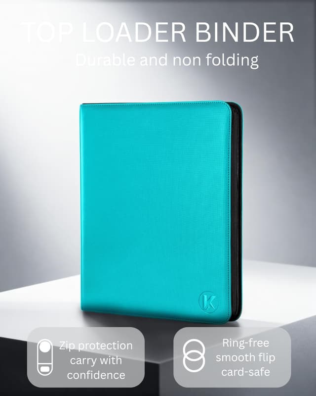 Detalle de KUOOKING Top Loader Binder (Blue) for 3" x 4" Rigid Holders — 9-Pocket Set for 288+ Top Loaders