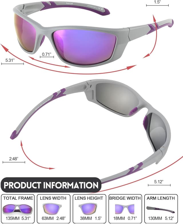 Detalle de Myiaur Women’s Sports Sunglasses M8140 – UV400 polarised lenses for running and cycling