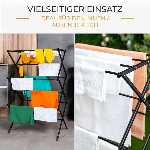 Thumbnail 6 de TIMELEOS Wäscheständer klein klappbar (6 Ebenen, 11 Stangen) für Badewanne, Balkon, Tür & Dusche