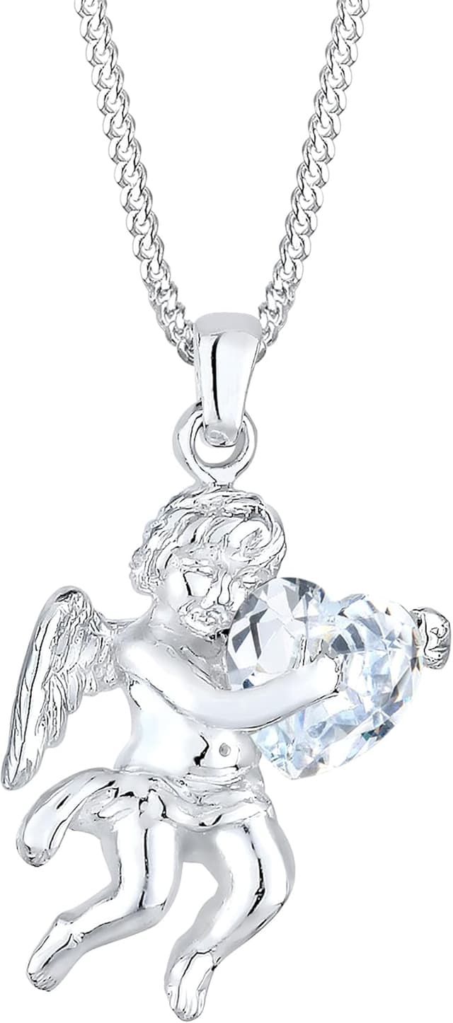 Detalle de Elli Halskette Silber 925 Engel Anhänger 45cm