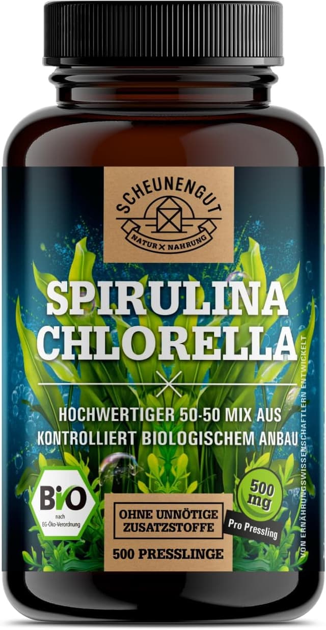 Detalle de Scheunengut Spirulina Chlorella 6000mg Tabletten