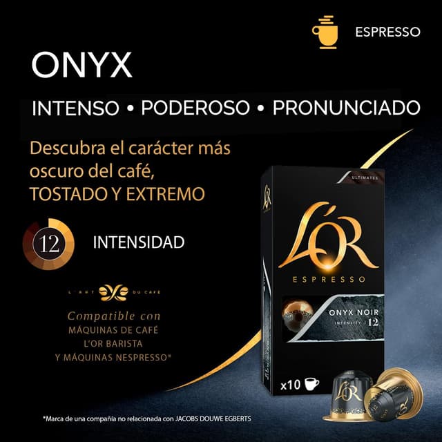 Detalle de L'OR Espresso Onyx: 200 Cápsulas Intensidad 12 Compatible
