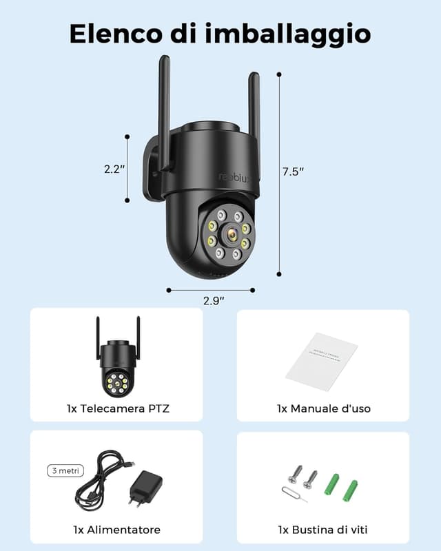 Thumbnail 6 de Reobiux 1080P Wi‑Fi PTZ con visione notturna
